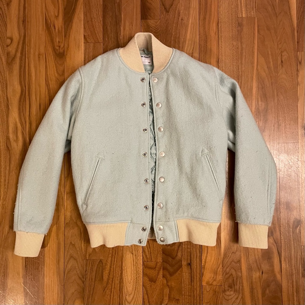 American Apparel Wool Mint Green Letterman Jacket